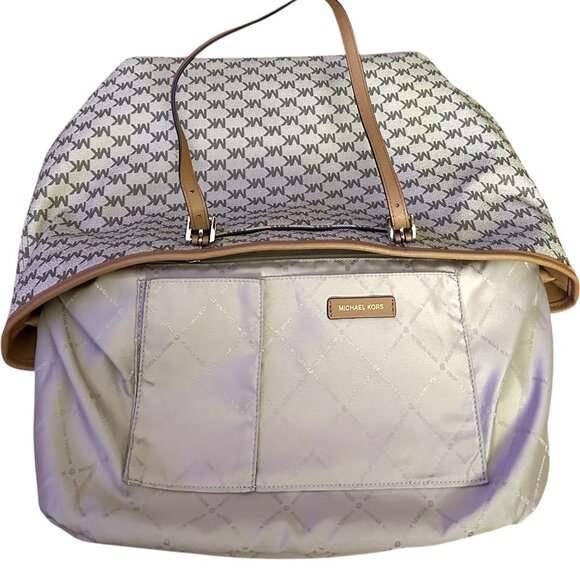 Michael Kors - Signature Large Beige/Tan Jet Set Travel Tote - Picture 5 of 5